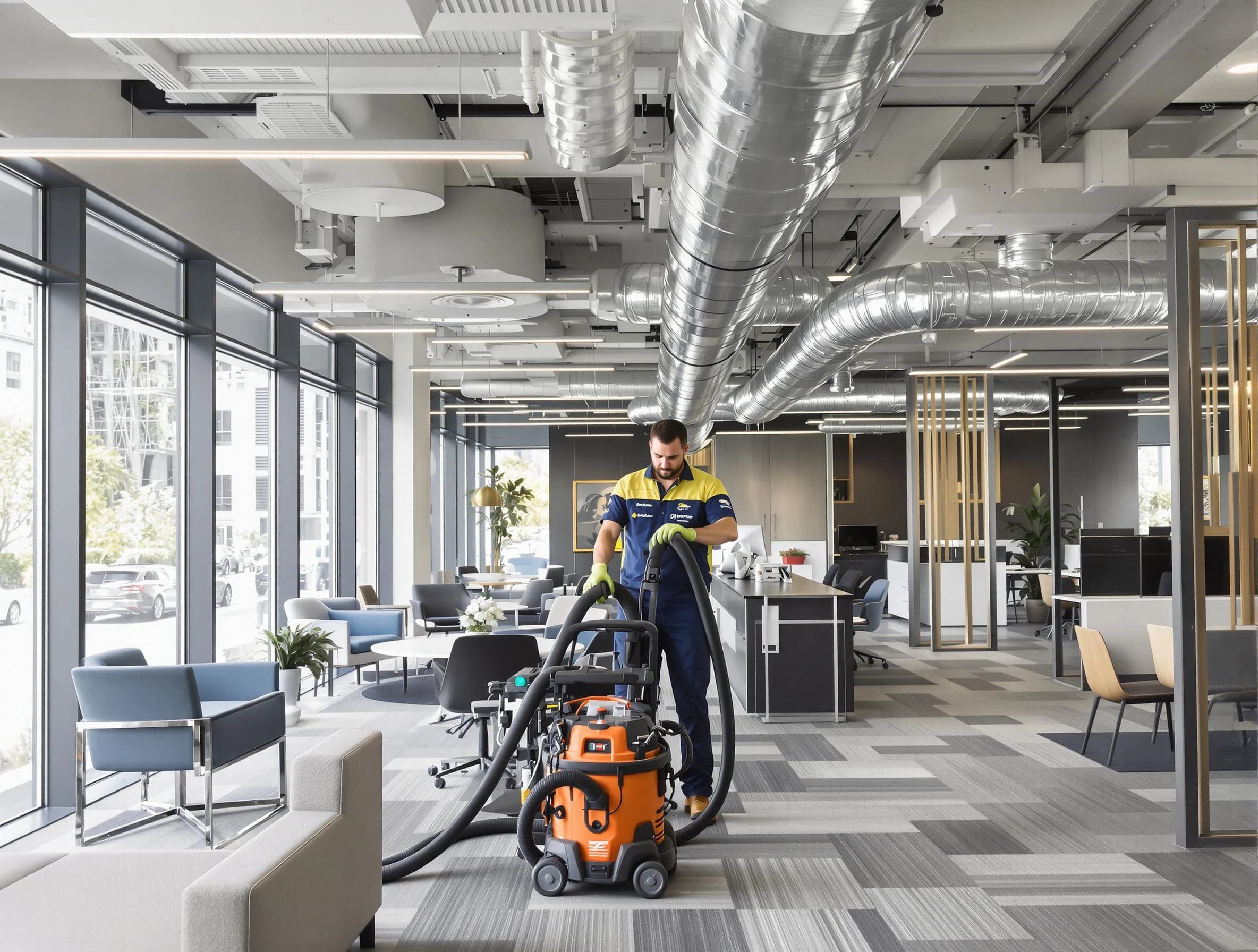 Watertown Town Air Duct Cleaning team performing thorough commercial duct cleaning at a Watertown Town business center