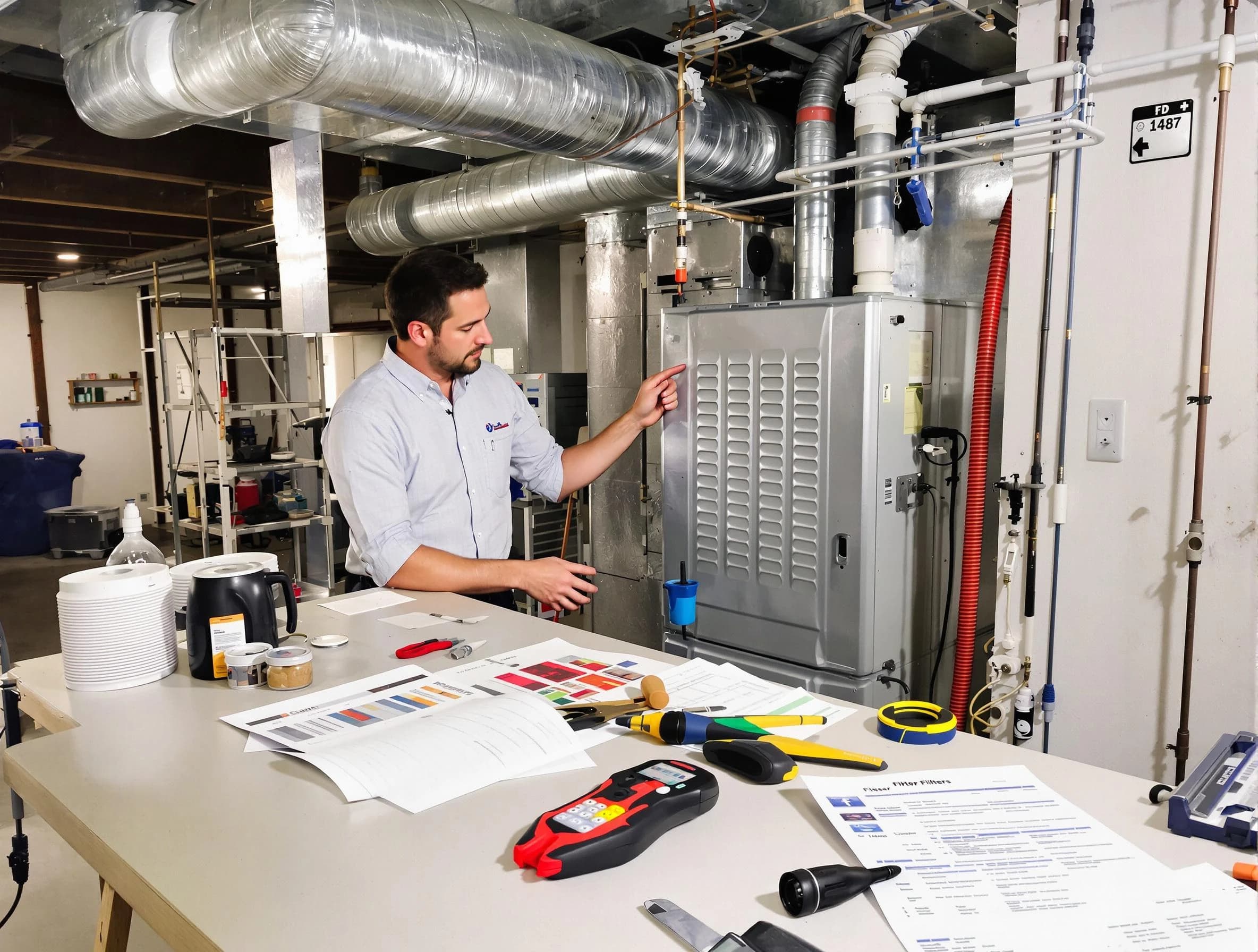 Watertown Town Air Duct Cleaning inspector conducting detailed filter system evaluation using professional diagnostic tools in Watertown Town