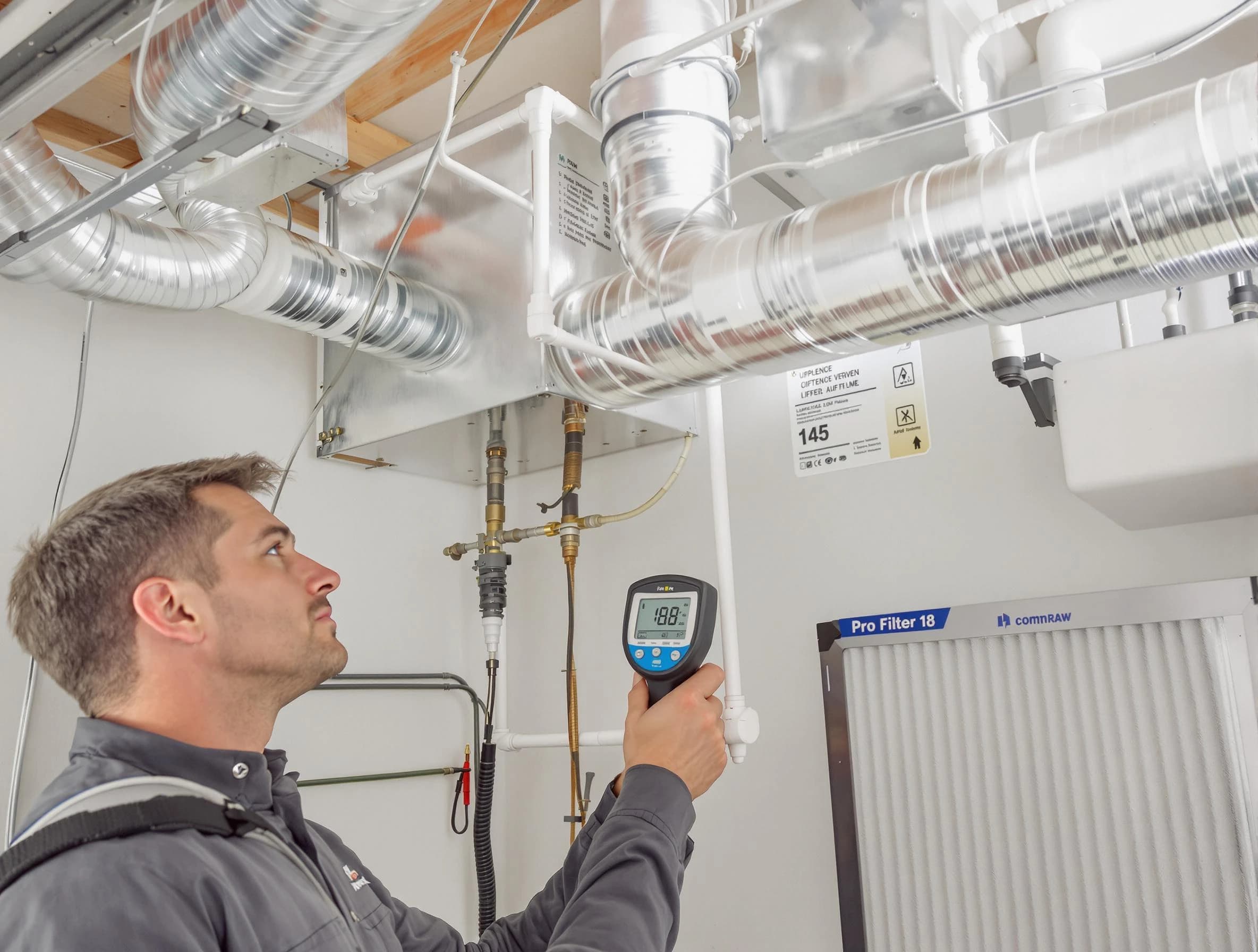 Watertown Town Air Duct Cleaning expert conducting detailed filter system inspection using diagnostic tools in Watertown Town