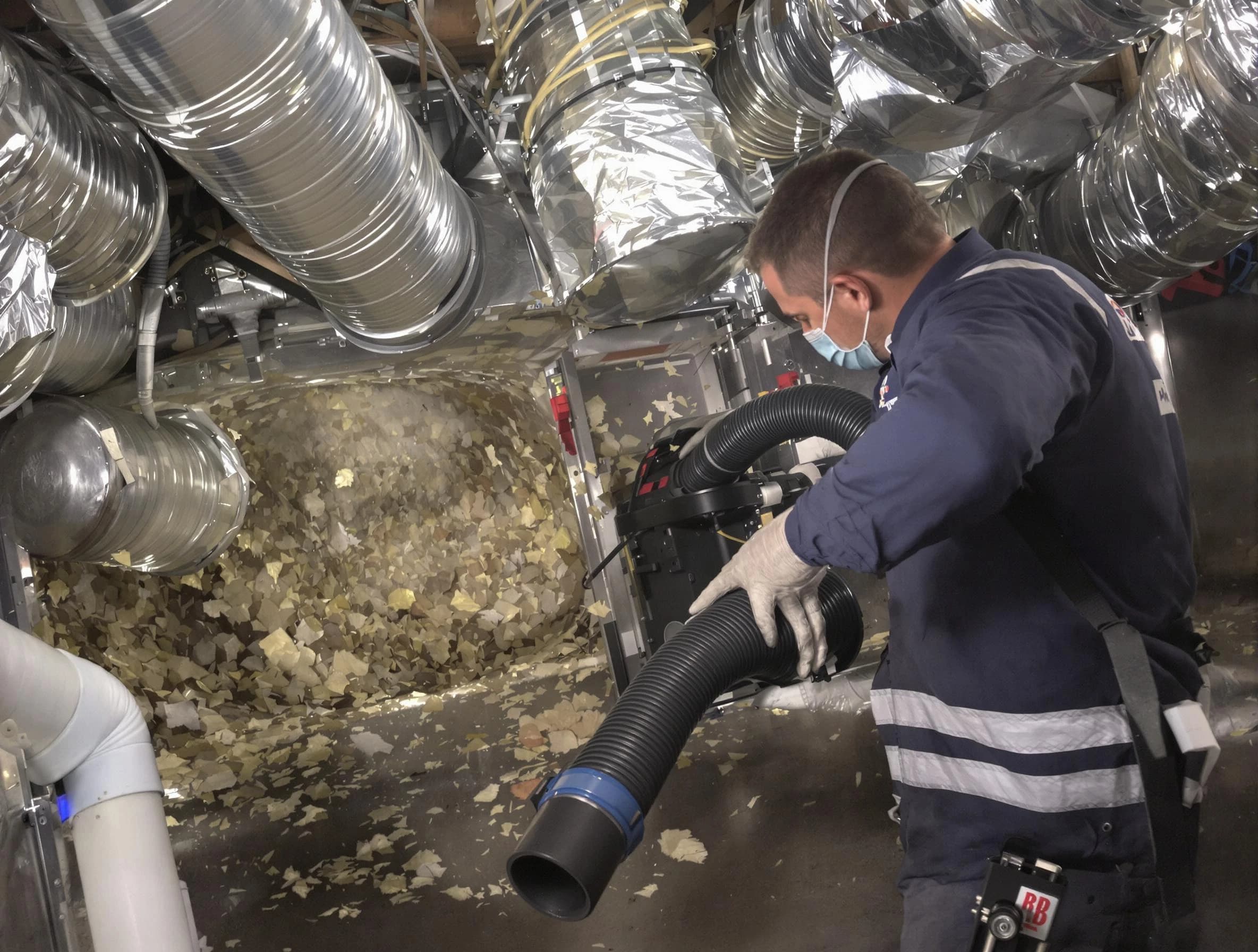 Watertown Town Air Duct Cleaning specialist operating negative pressure cleaning equipment for thorough duct maintenance in Watertown Town