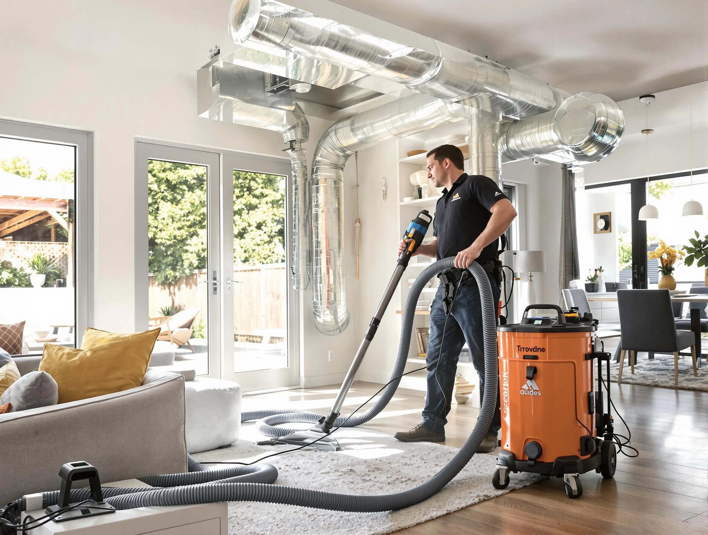 Watertown Town Air Duct Cleaning specialist performing thorough residential duct cleaning using advanced equipment in Watertown Town