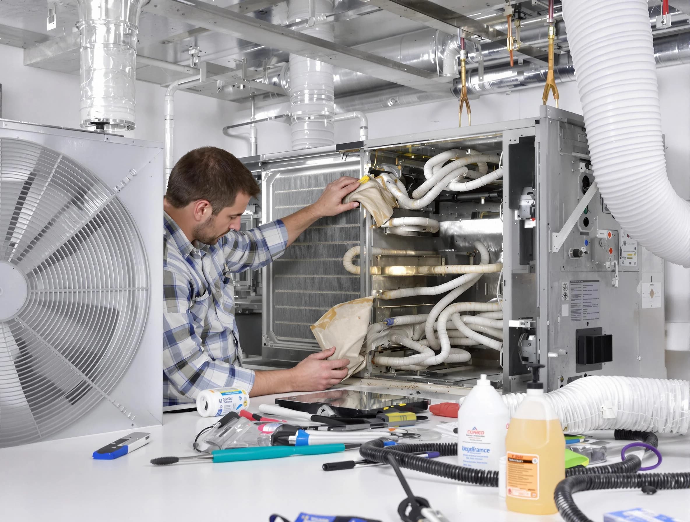 Watertown Town Air Duct Cleaning specialist performing precision AC coil cleaning in Watertown Town